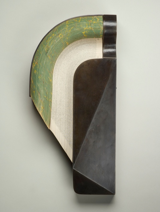 Ballistae Steel and book pages 16'' x 8'' x 3'' 2013
