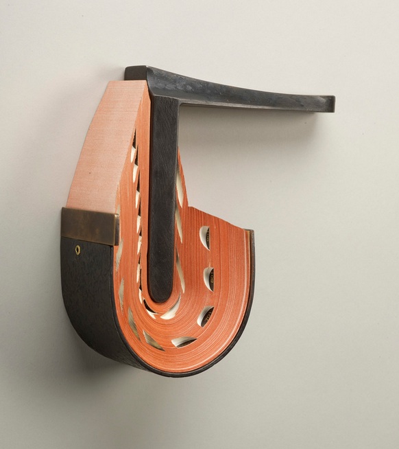 Wry, 2013 Steel, book pages, and brass 7'' x 8'' x 3'' Reproduced with permission of the artist. Photo credit: Steve Mann, Black Box Photography