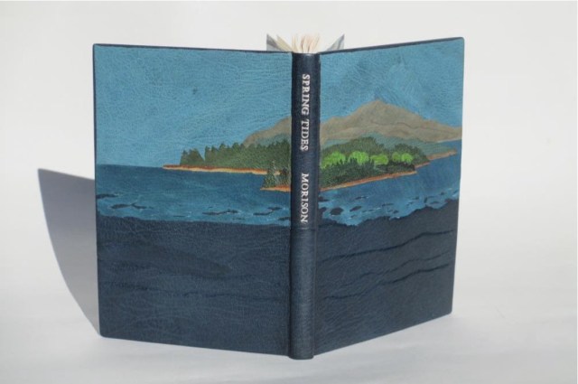 Spring Tides by Samuel Eliot Morison Boston: Houghton-Mifflin Co., 1965. Julia B. Stackpole, Design binding  21.8 x1 5.0 x 1.6 cm  January 2014