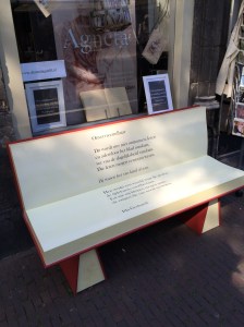 In front of a canal-side bookstore in Delft is this invitation to sit, read and be.&nbsp;