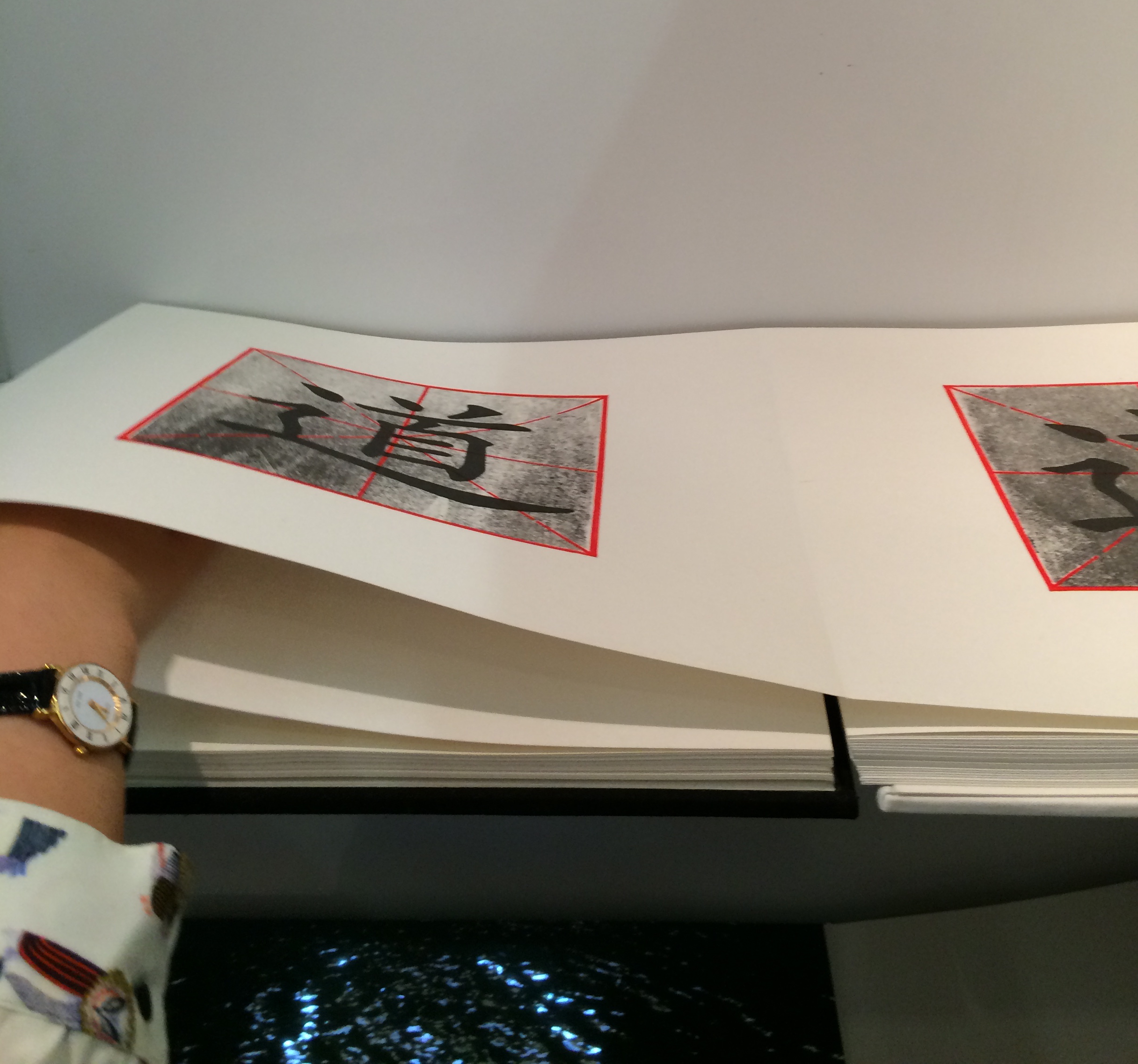 Artist: Leilei Guo Work: The Way, 2008 Dimensions: 13.625 x 12.75"; 88 pages Material: Woodcut and silkscreen on rice paper. Concertina structure. Bound in cloth, front board in white, back board in black. 