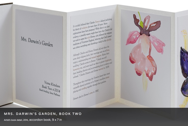 Vesna Kittelson, Mrs. Darwin's Garden, Book Two, 2014 Accordion book, 9 x 7 in