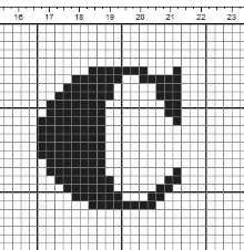 A grid pattern showing a pixelated letter 'C' in black on a white background.