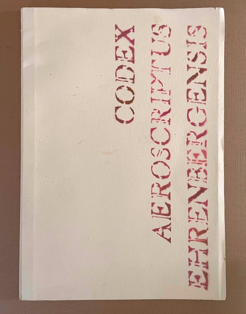 Cover of a book titled 'Codex AEROSCRIPTUS EHRENBERGENSIS' with a minimalist design and faded text.