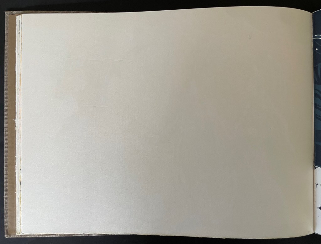 An open book with blank pages, showing a soft, textured surface.